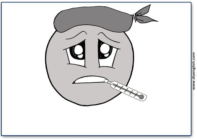 sick – Blank – colour & write flashcard