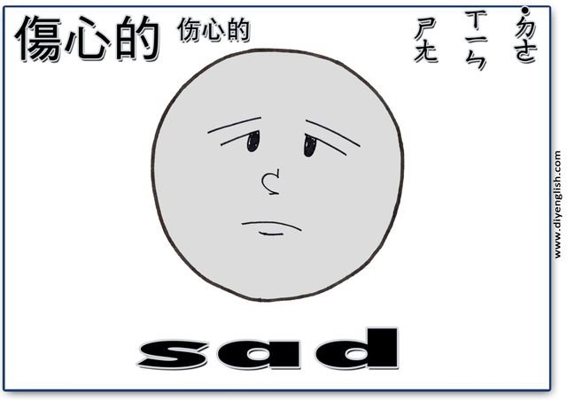 sad – Chinese & English flashcard