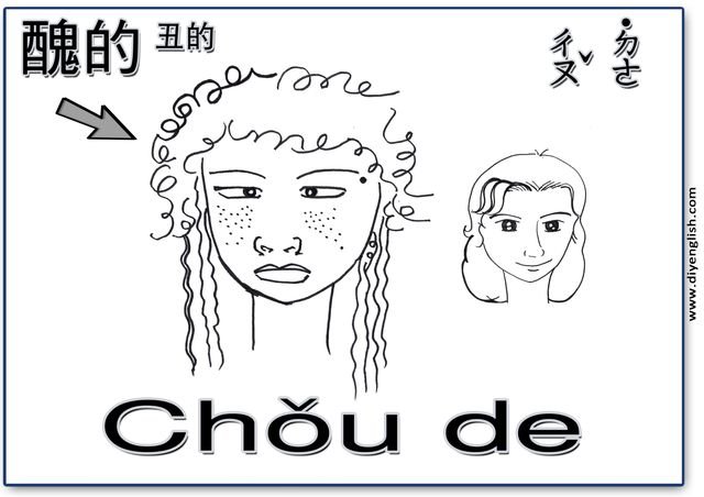 ugly – Chinese & Pinyin flashcard