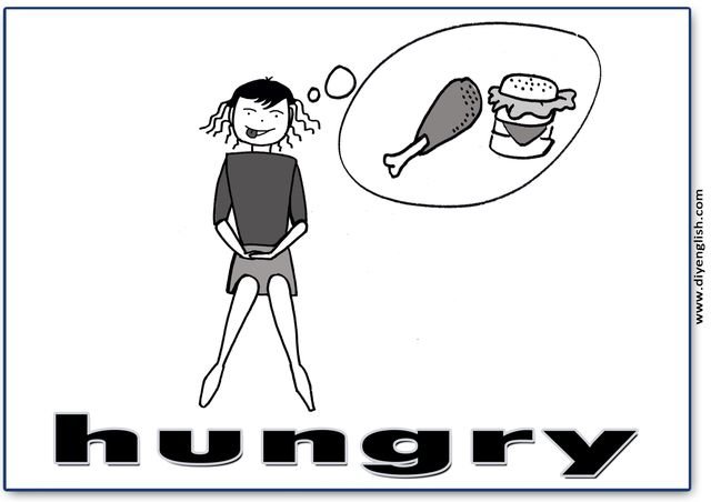 hungry – English word flashcard