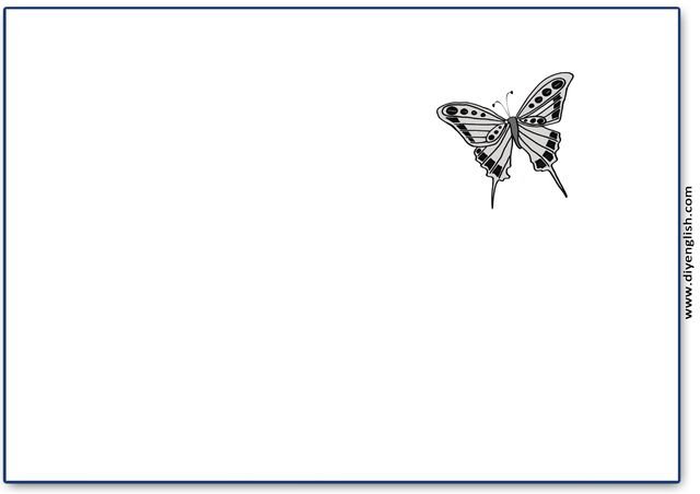 butterfly – Blank – colour & write flashcard