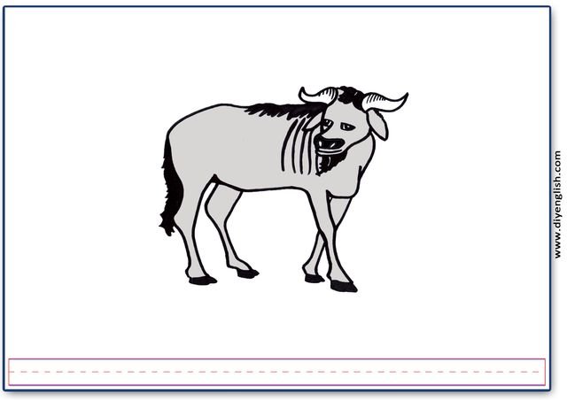 gnu – Blank – colour & write flashcard