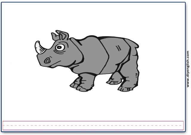 rhino – Blank – colour & write flashcard