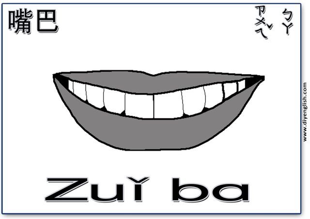 mouth – Chinese & Pinyin flashcard