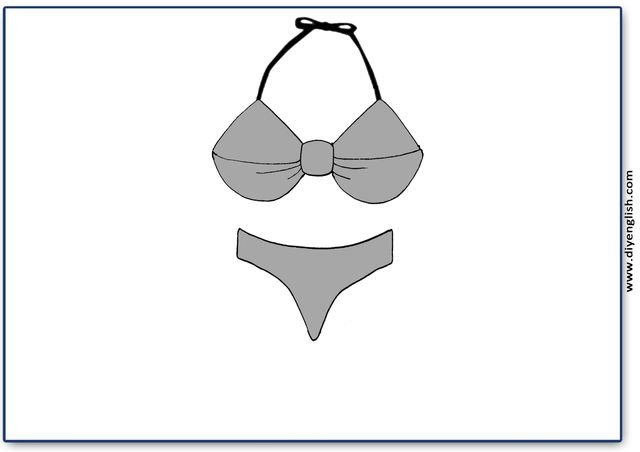 bikini – Blank – colour & write flashcard