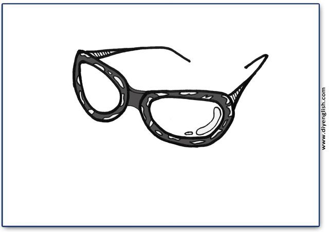 glasses – Blank – colour & write flashcard