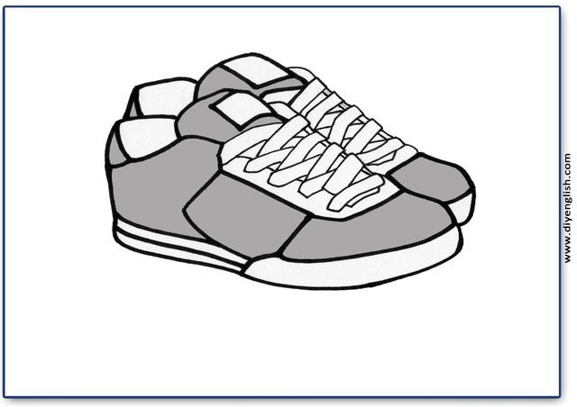 running shoes / sneakers – Blank – colour & write flashcard