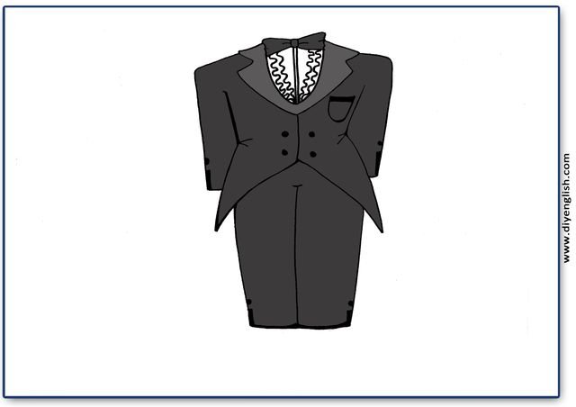 tuxedo – Blank – colour & write flashcard