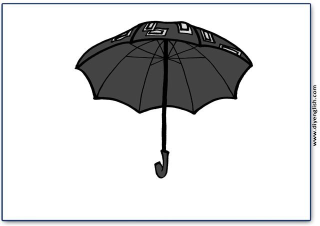 umbrella – Blank – colour & write flashcard