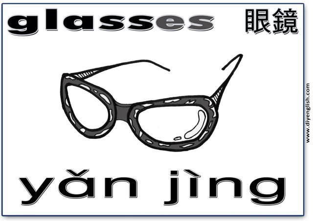 glasses – Chinese & Pinyin flashcard