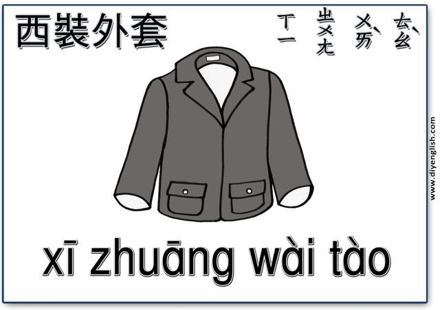 suit jacket – Chinese & Pinyin flashcard