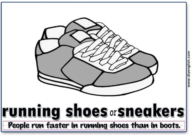 running shoes / sneakers – Word & fun-fact sentence flashcard