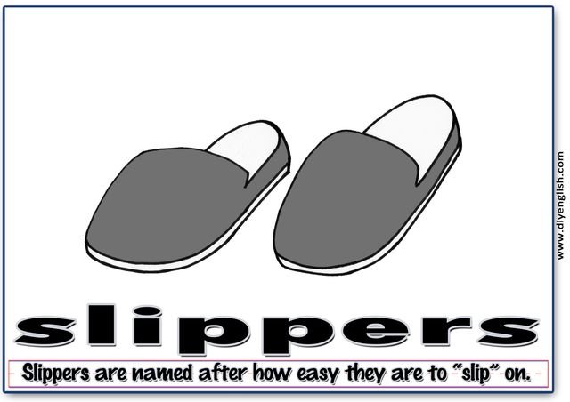 slippers – Word & fun-fact sentence flashcard