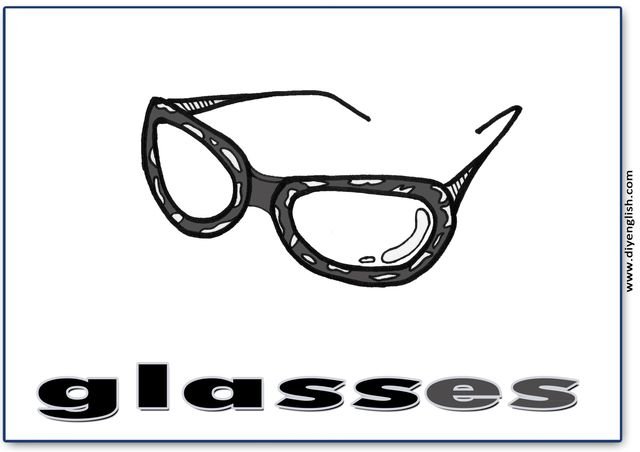 glasses – English word flashcard