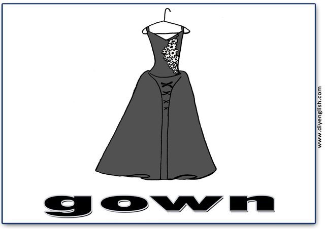 gown – English word flashcard