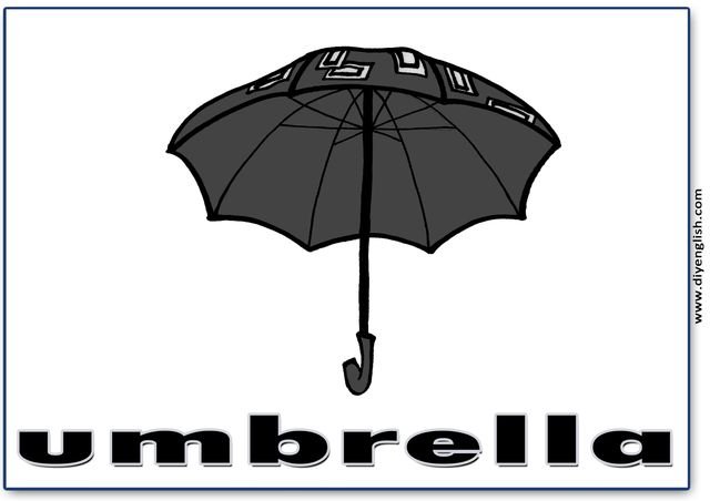 umbrella – English word flashcard