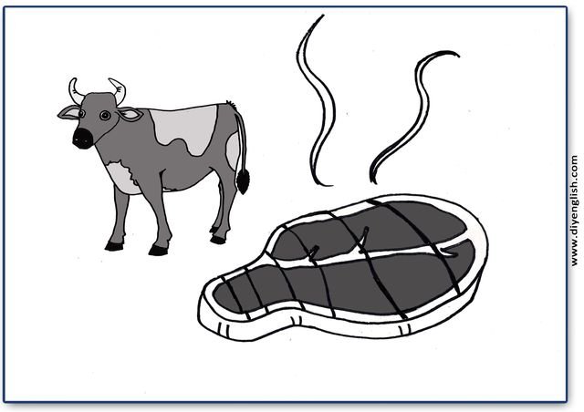 beef – Blank – colour & write flashcard
