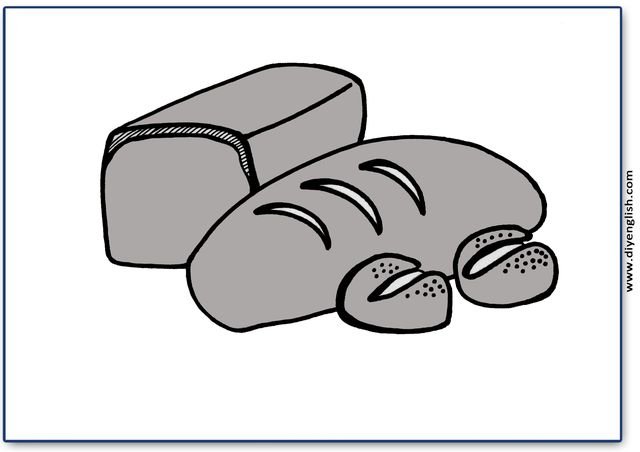 bread – Blank – colour & write flashcard