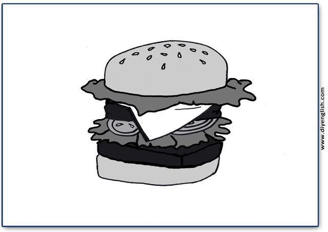 hamburger – Blank – colour & write flashcard