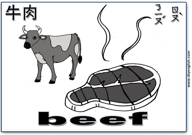 beef – Chinese & English flashcard