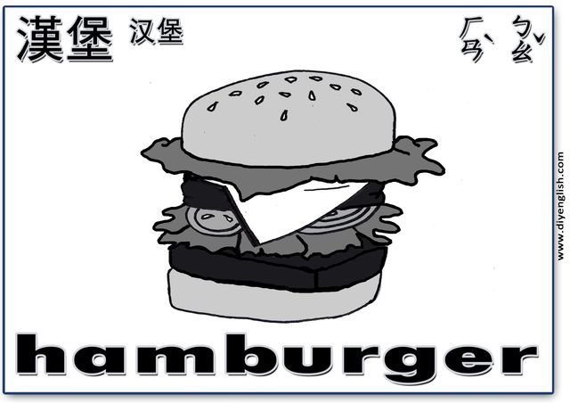 hamburger – Chinese & English flashcard