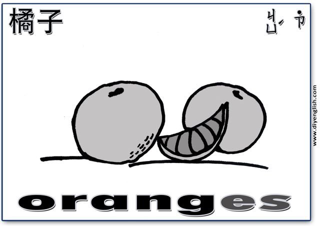 oranges – Chinese & English flashcard