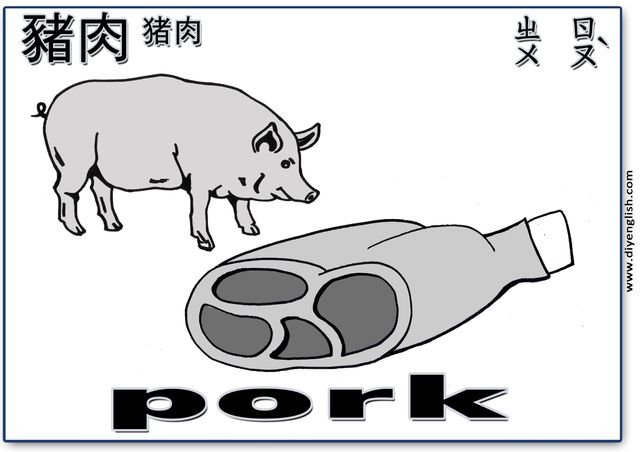 pork – Chinese & English flashcard