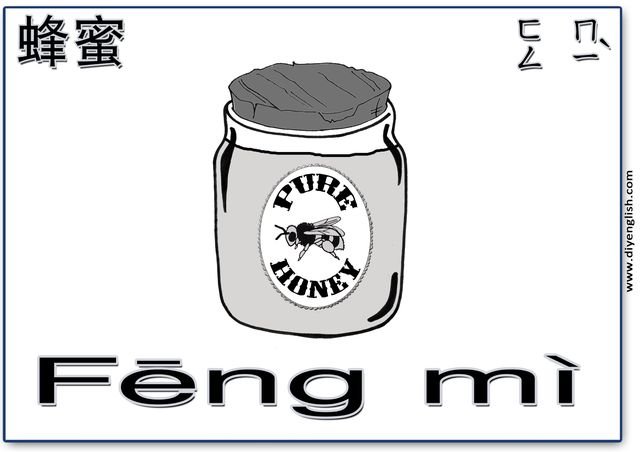 honey – Chinese & Pinyin flashcard