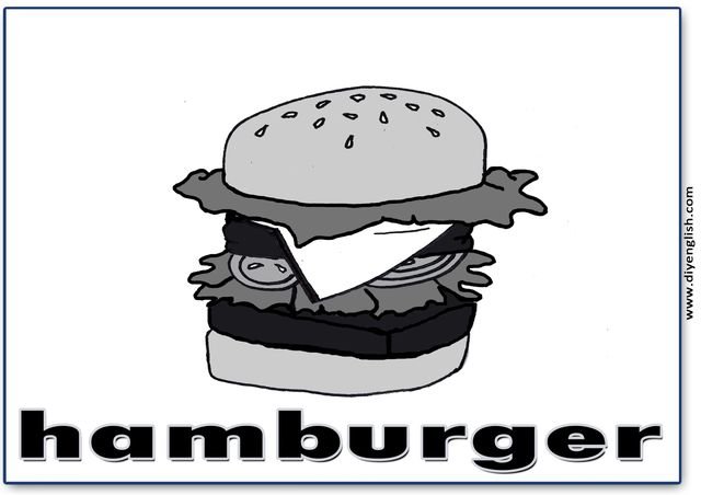 hamburger – English word flashcard