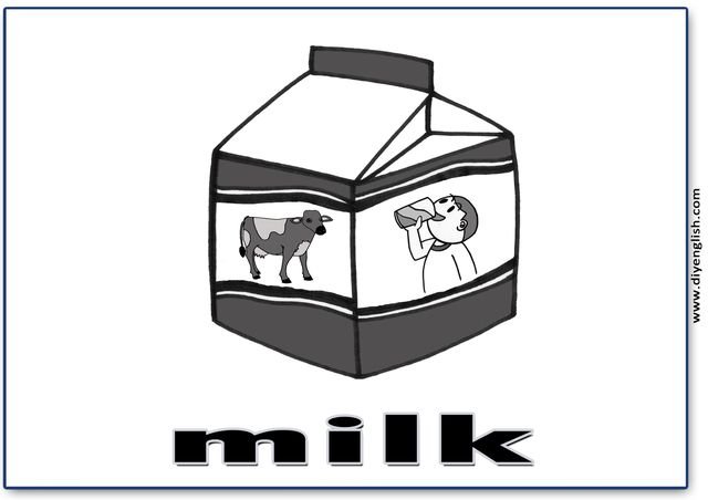 milk – English word flashcard