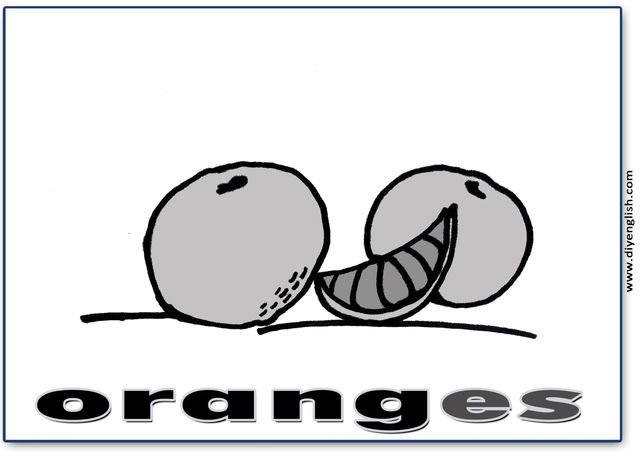 oranges – English word flashcard