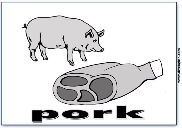 pork – English word flashcard