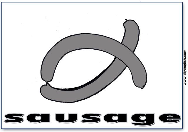 sausage – English word flashcard