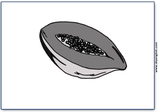 papaya – Blank – colour & write flashcard