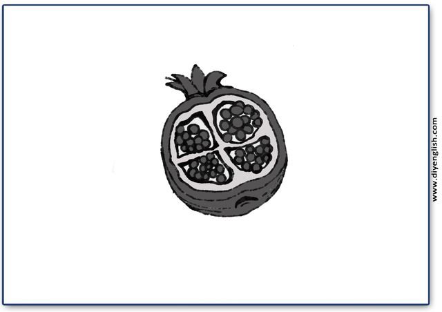 pomegranate – Blank – colour & write flashcard