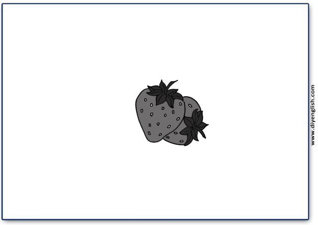 strawberries – Blank – colour & write flashcard