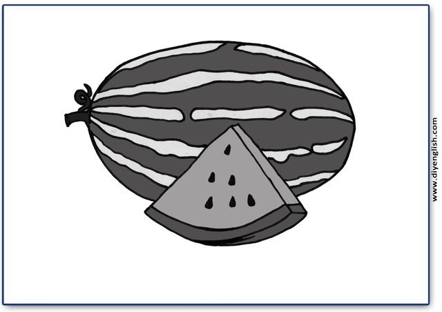 watermelon – Blank – colour & write flashcard