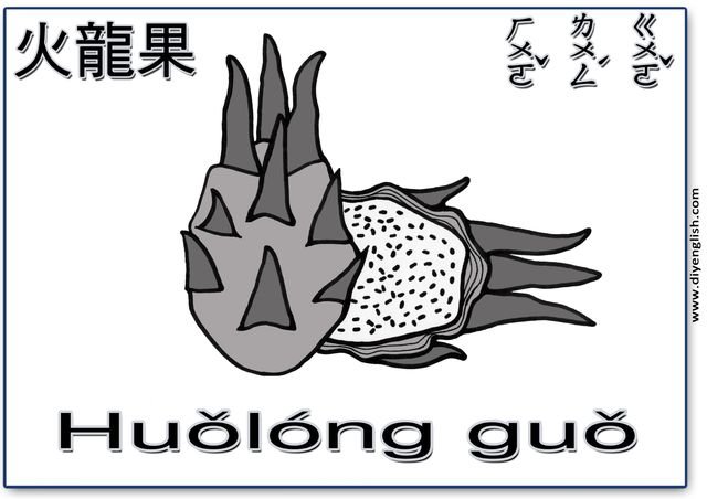 dragon fruit – Chinese & Pinyin flashcard