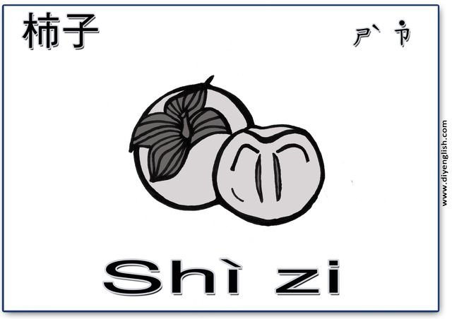 persimmon – Chinese & Pinyin flashcard