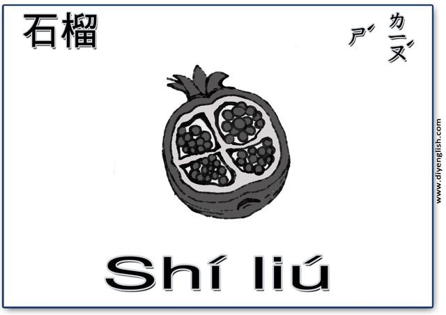 pomegranate – Chinese & Pinyin flashcard