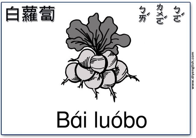 radishes – Chinese & Pinyin flashcard