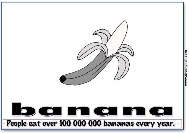 banana – Word & fun-fact sentence flashcard