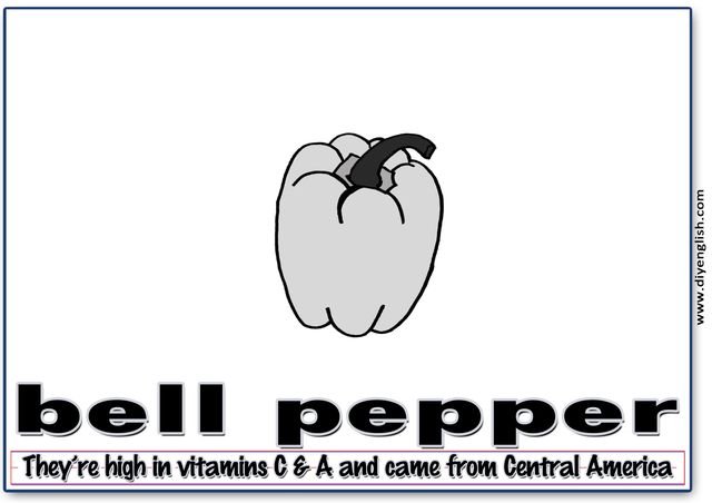 bell pepper – Word & fun-fact sentence flashcard