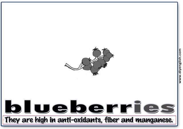 blueberries – Word & fun-fact sentence flashcard
