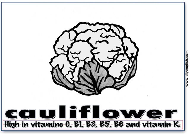 cauliflower – Word & fun-fact sentence flashcard