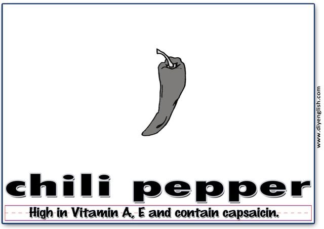 chili pepper – Word & fun-fact sentence flashcard