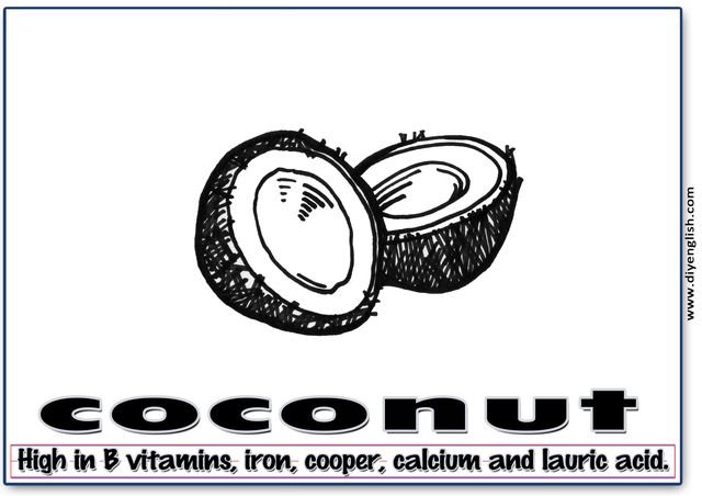 coconut – Word & fun-fact sentence flashcard