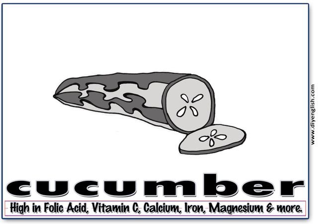 cucumber – Word & fun-fact sentence flashcard