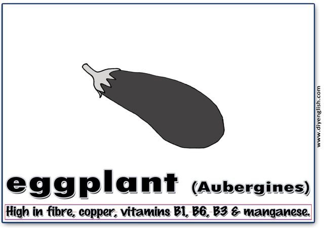 eggplant – Word & fun-fact sentence flashcard