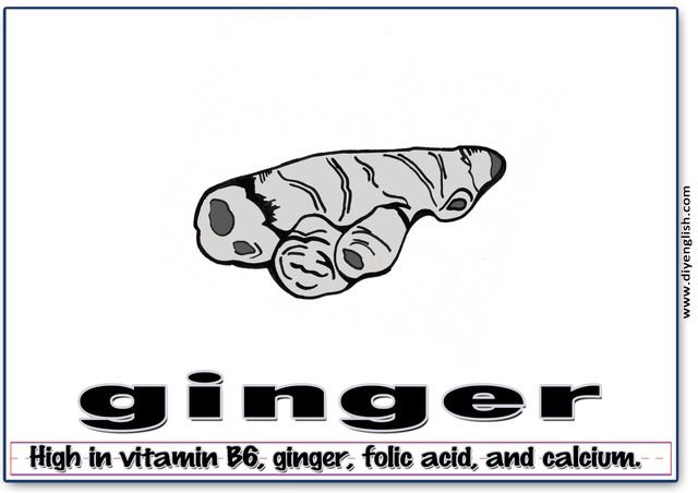 ginger – Word & fun-fact sentence flashcard